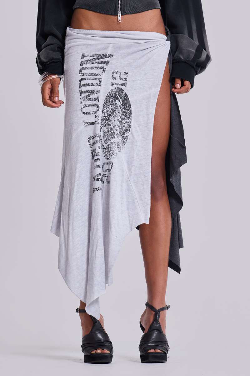 Jaded London Sasha Asymmetric T Shirt Midi Skirt Grey