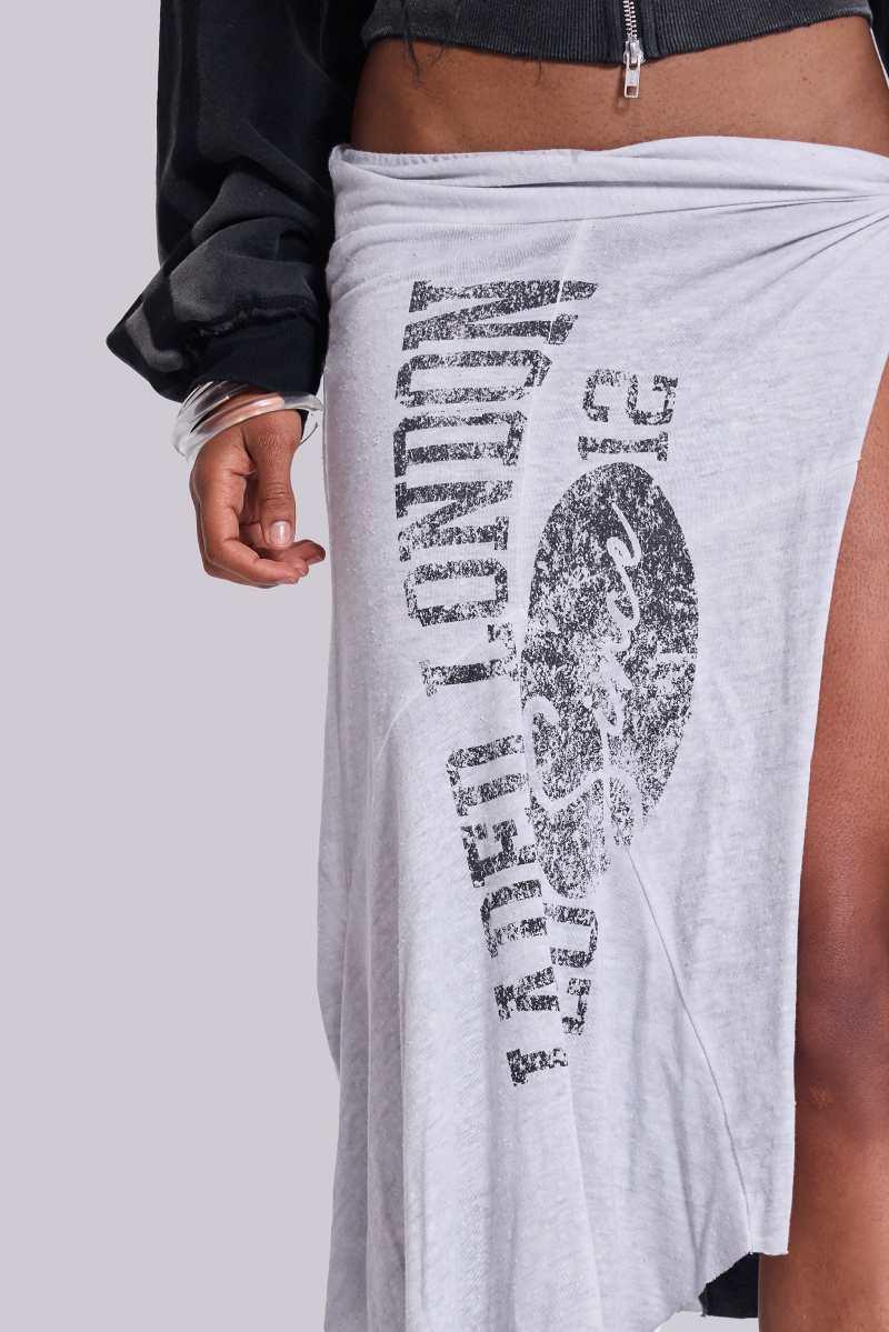 Jaded London Sasha Asymmetric T Shirt Midi Skirt Grey