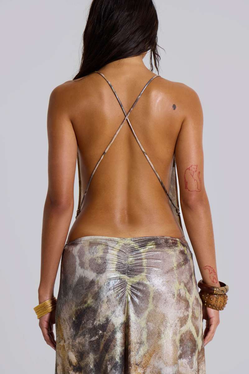 Jaded London Sedona Metallic Leopard Maxi Dress Leopard Print