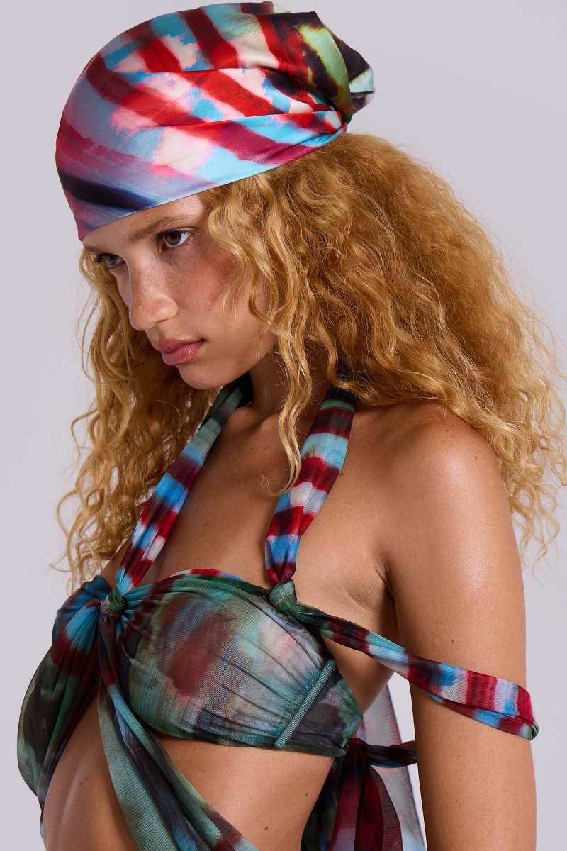 Jaded London Solaris Satin Multiway Bandana Scarf Multi