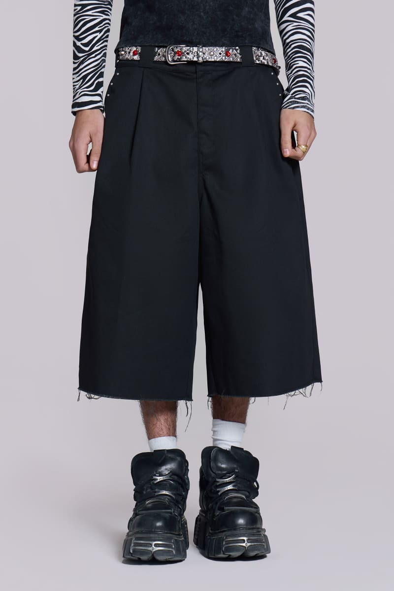 Jaded London Studded Black XL Goliath Baggy Shorts Black