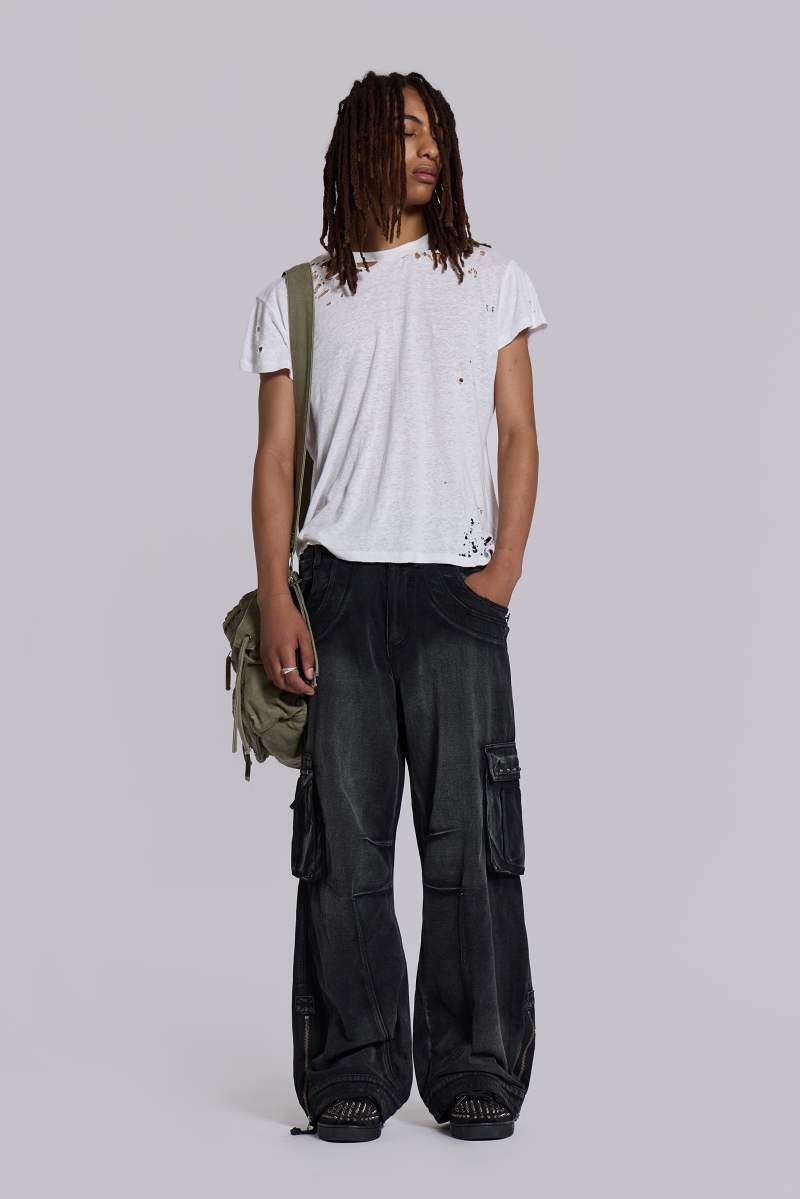 Jaded London Sun Faded Black Trooper Cargo Pants Black