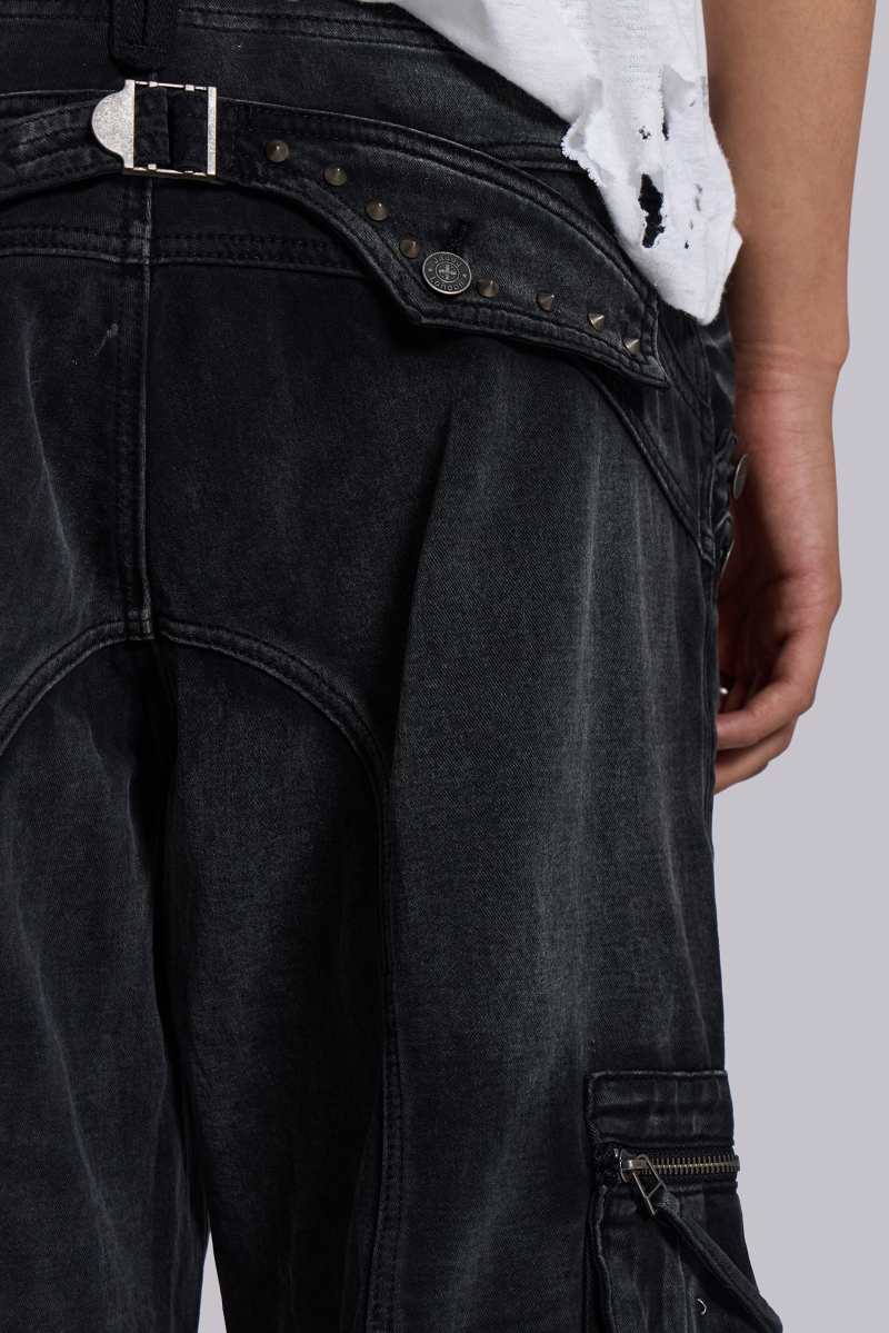 Jaded London Sun Faded Black Trooper Cargo Pants Black