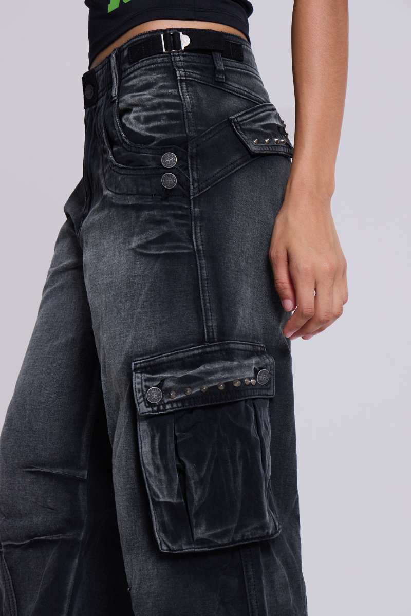 Jaded London Sun Faded Black Trooper Cargo Pants Black