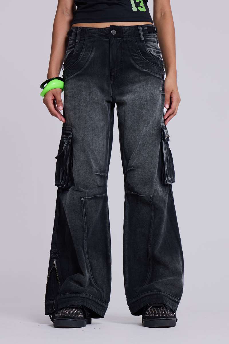 Jaded London Sun Faded Black Trooper Cargo Pants Black