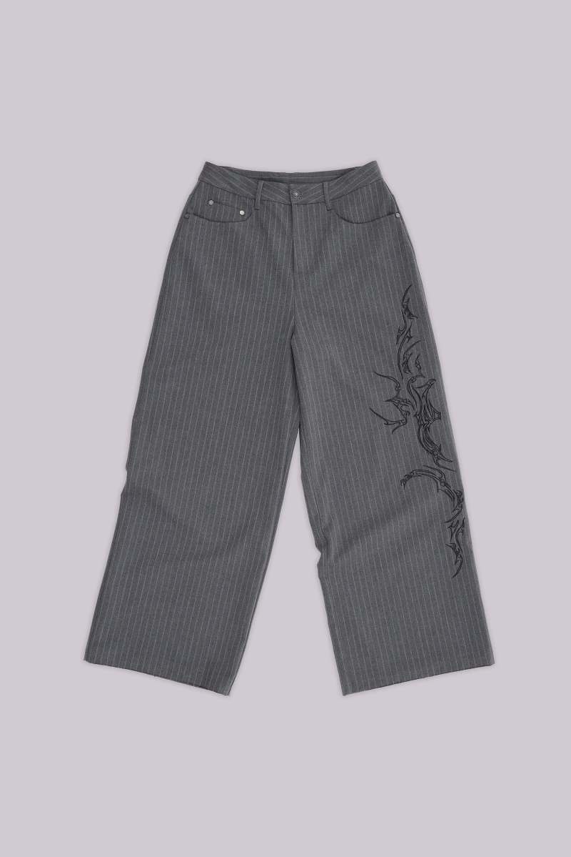 jaded london Tattoo Pinstripe Goliath Suit Pants Grey