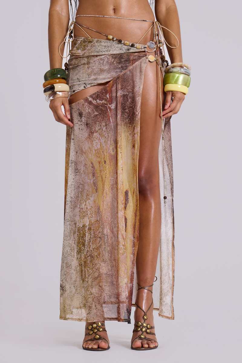 Jaded London Thalita Cut Out Maxi Skirt With Bead Trims Multi