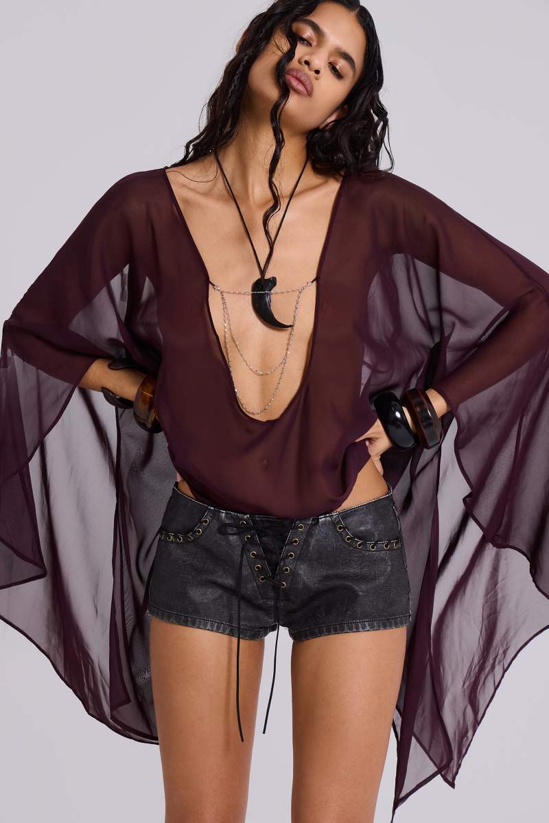 Jaded London Vaca Whipstitch Faux Leather Mini Shorts In Black Black