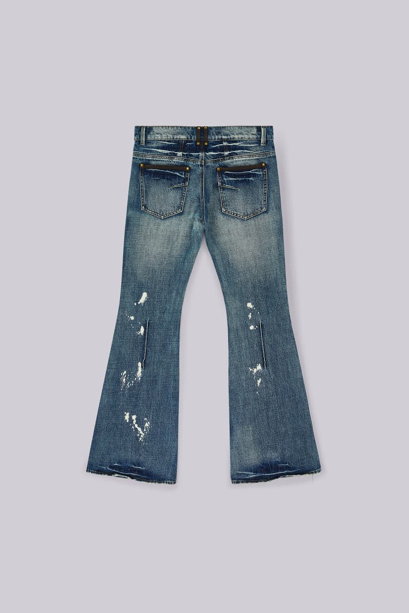 jaded london Vintage Blue Feather Drift Flared Jeans Blue