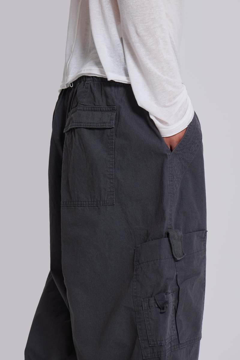Jaded London Vintage Grey Parachute Cargo Pants Grey
