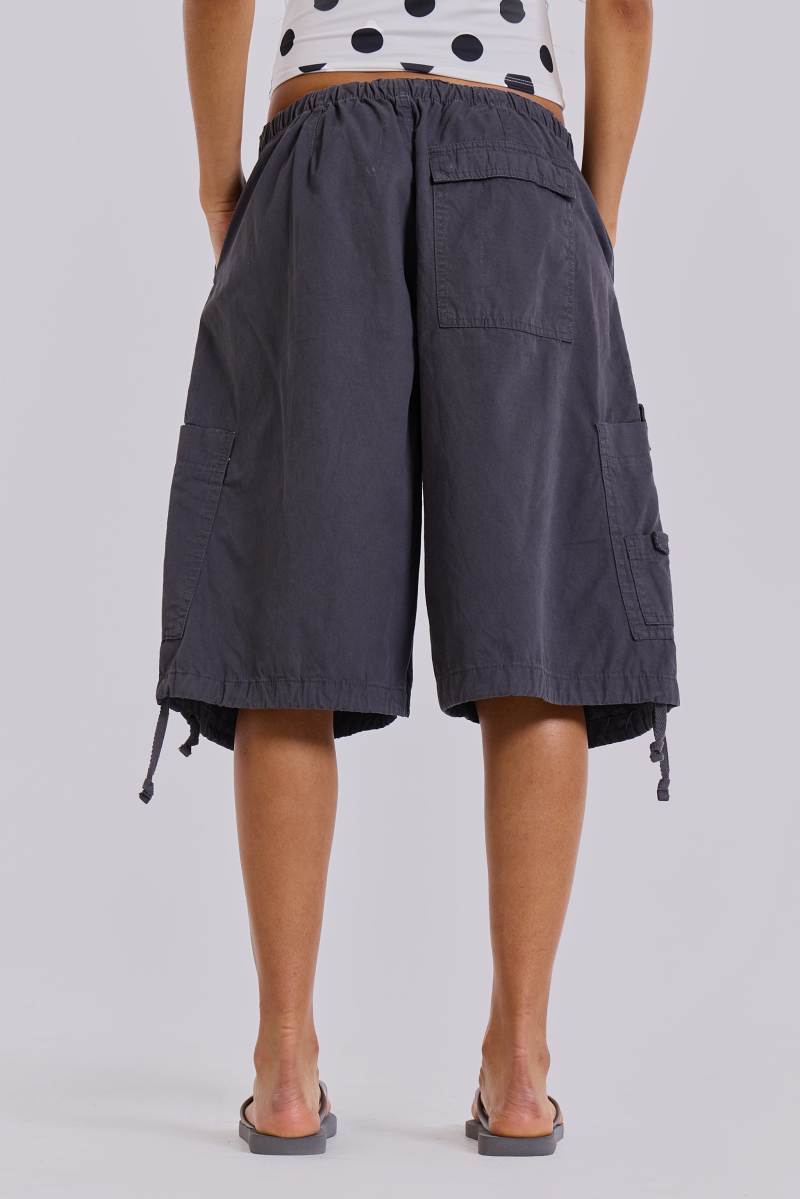 Jaded London Vintage Grey Parachute Cargo Shorts Grey