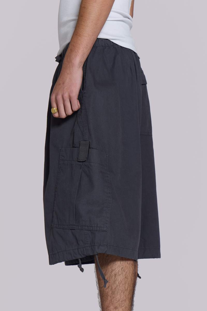 Jaded London Vintage Grey Parachute Cargo Shorts Grey