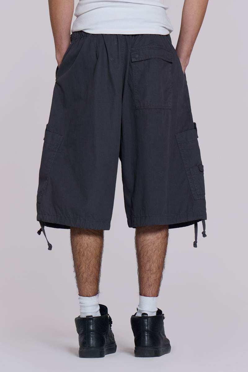 Jaded London Vintage Grey Parachute Cargo Shorts Grey