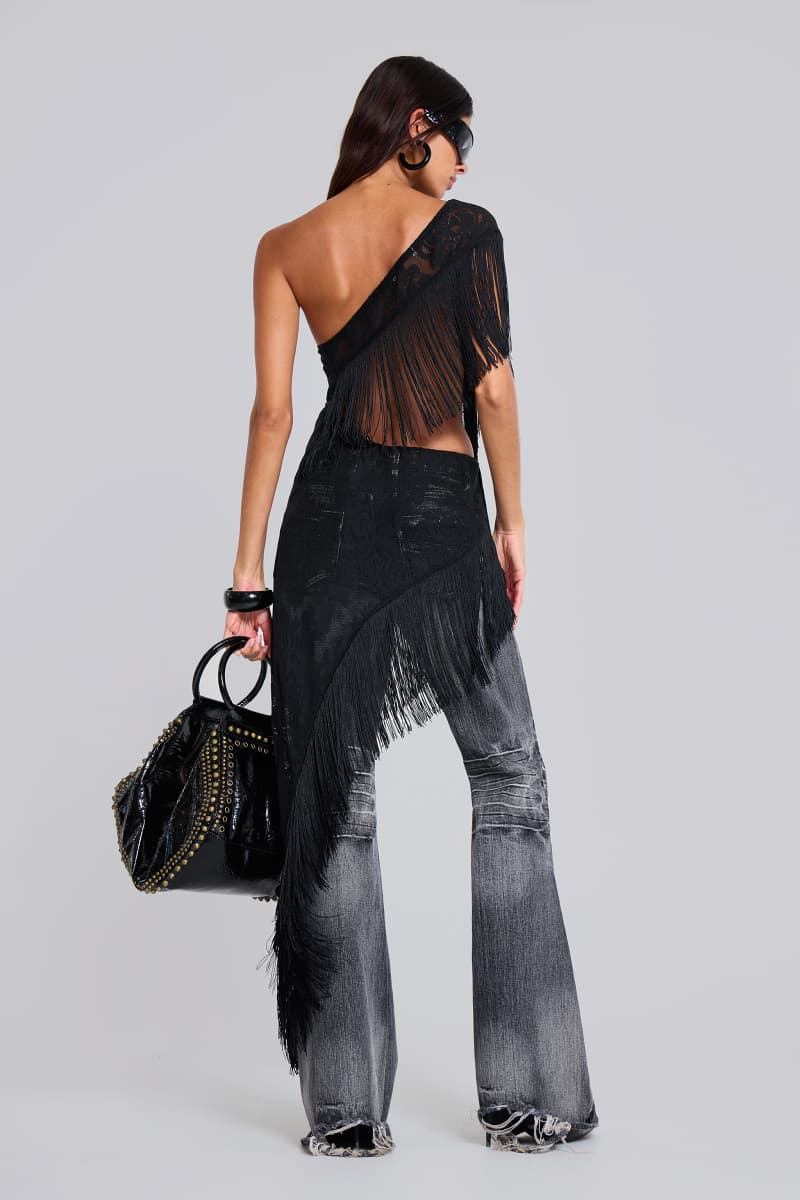 Jaded London Washed Black Drift Bootcut Jeans Black