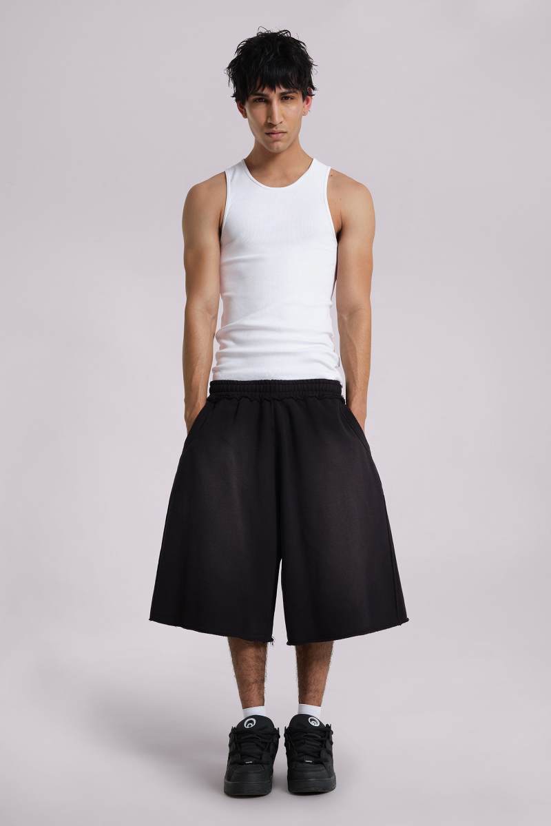 jaded london Washed Black Monster Jogger Baggy Shorts Black