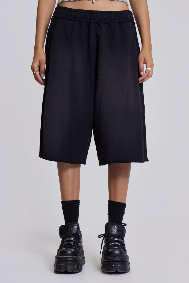 jaded london Washed Black Monster Jogger Shorts Black