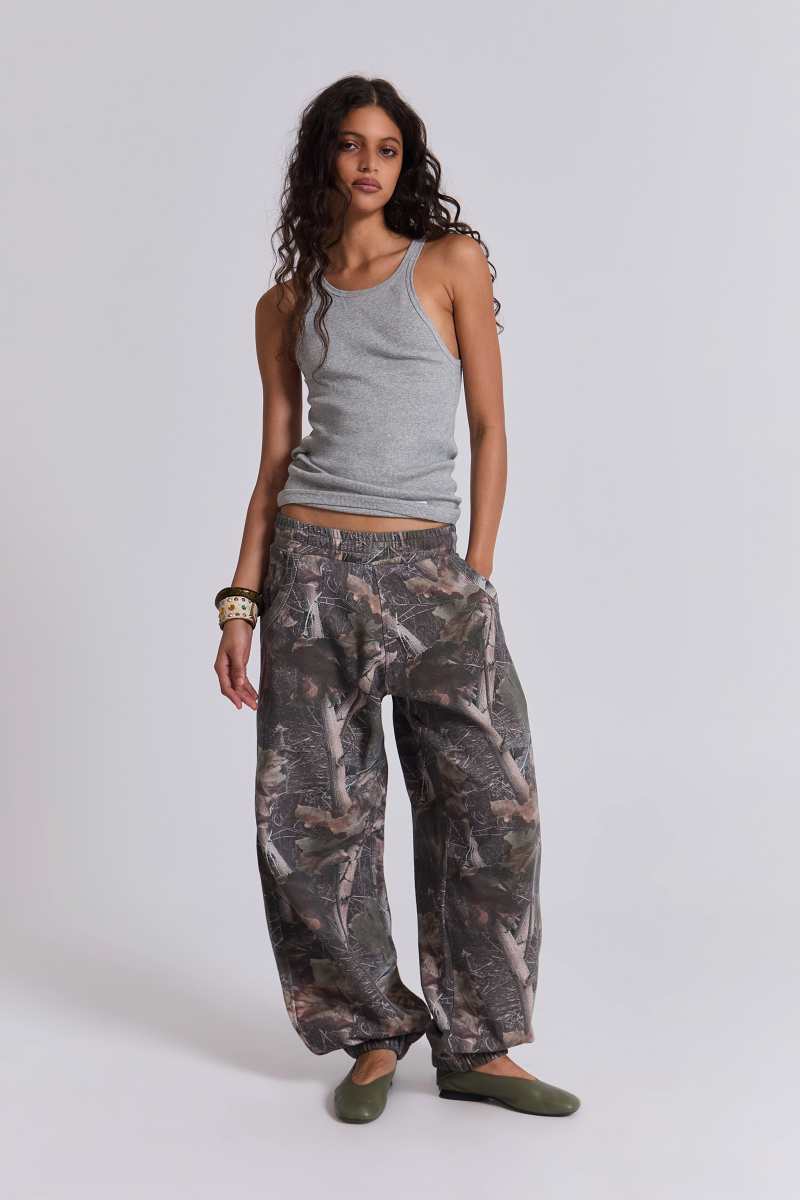 Jaded London Woodland Camo Baggy Cuffed Monster Joggers Camo
