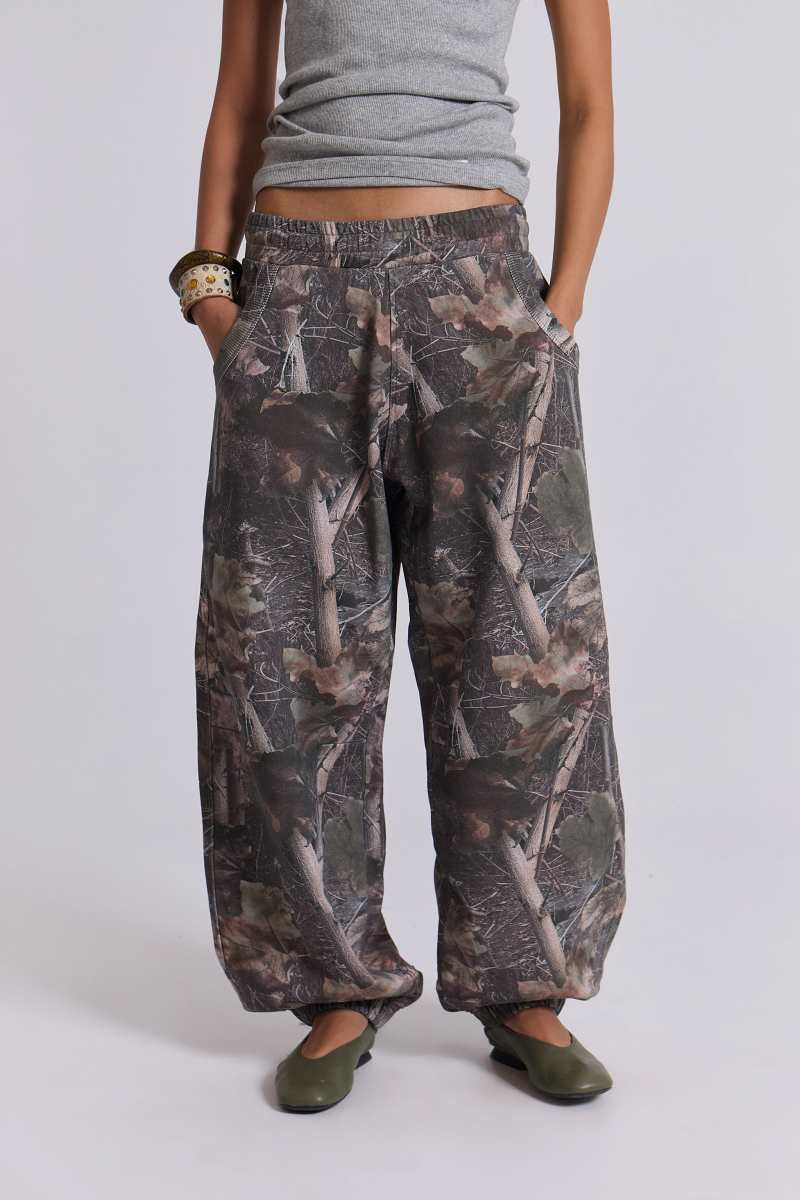 Jaded London Woodland Camo Baggy Cuffed Monster Joggers Camo