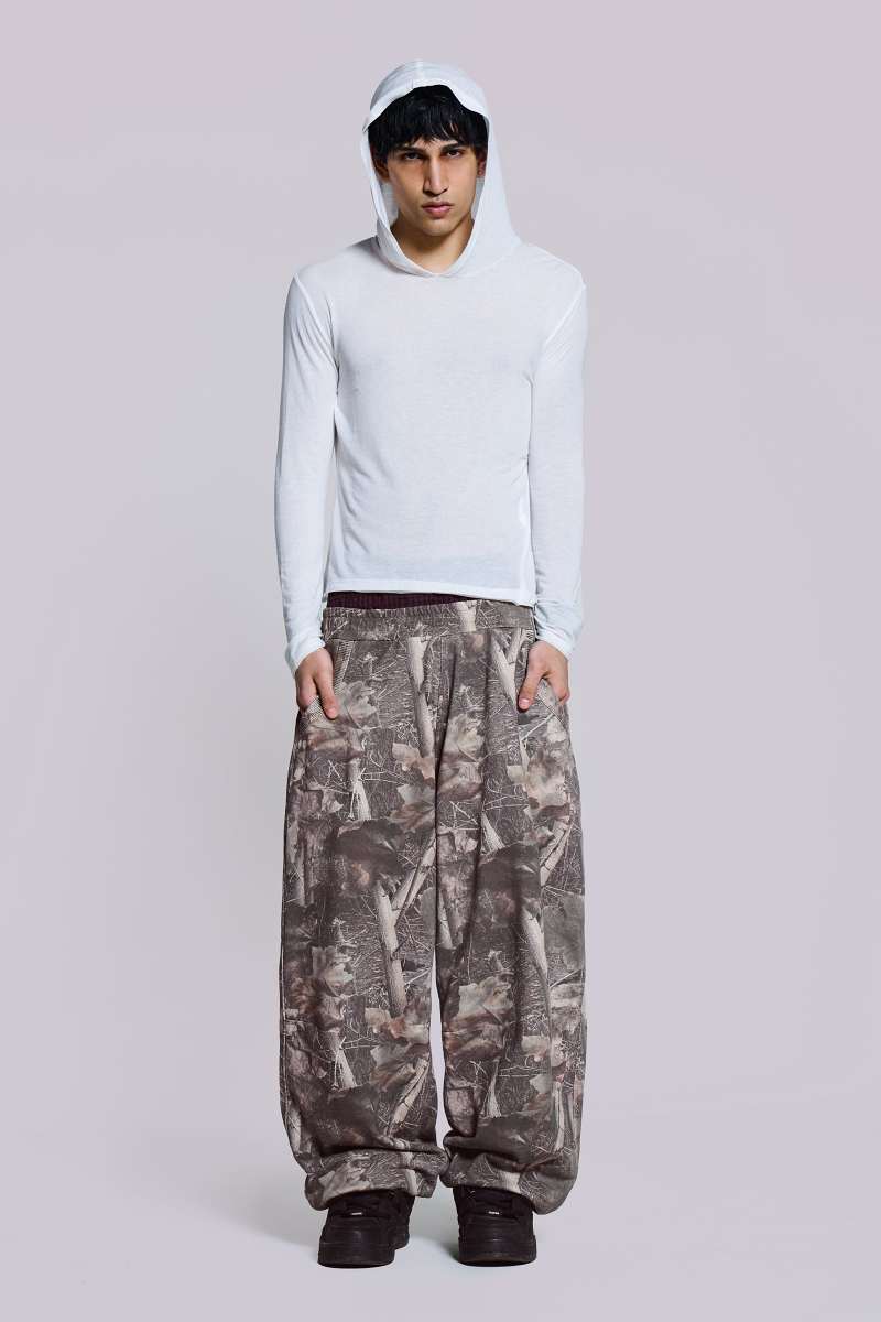 Jaded London Woodland Camo Baggy Cuffed Monster Joggers Camo