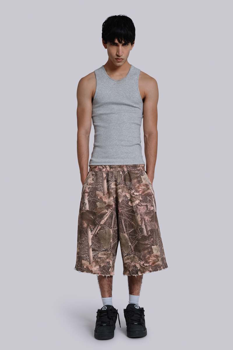Jaded London Woodland Camo Monster Jogger Shorts Woodland Camo