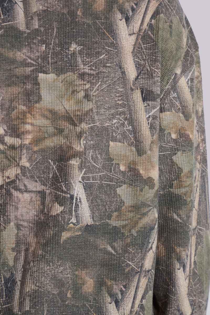 Jaded London Woodland Camo Waffle Long Sleeve Top Camo