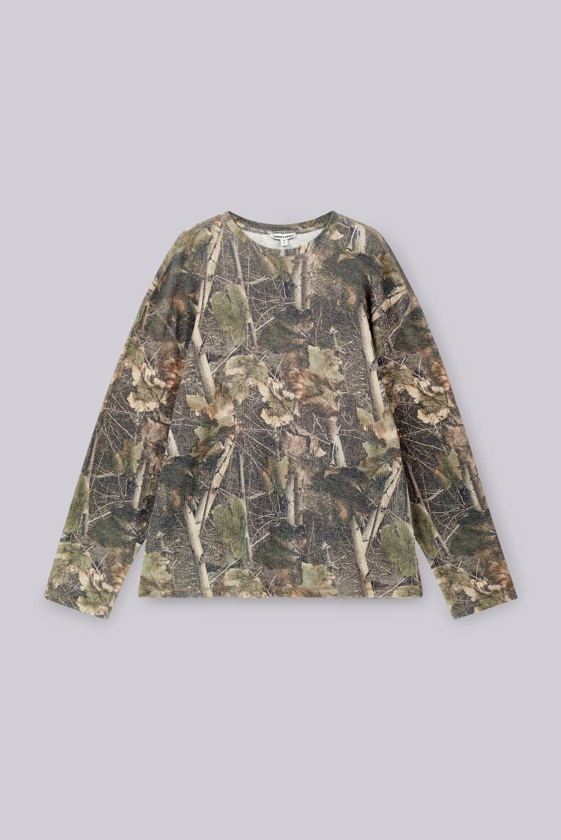 jaded london Woodland Camo Waffle Long Sleeve Top Camo