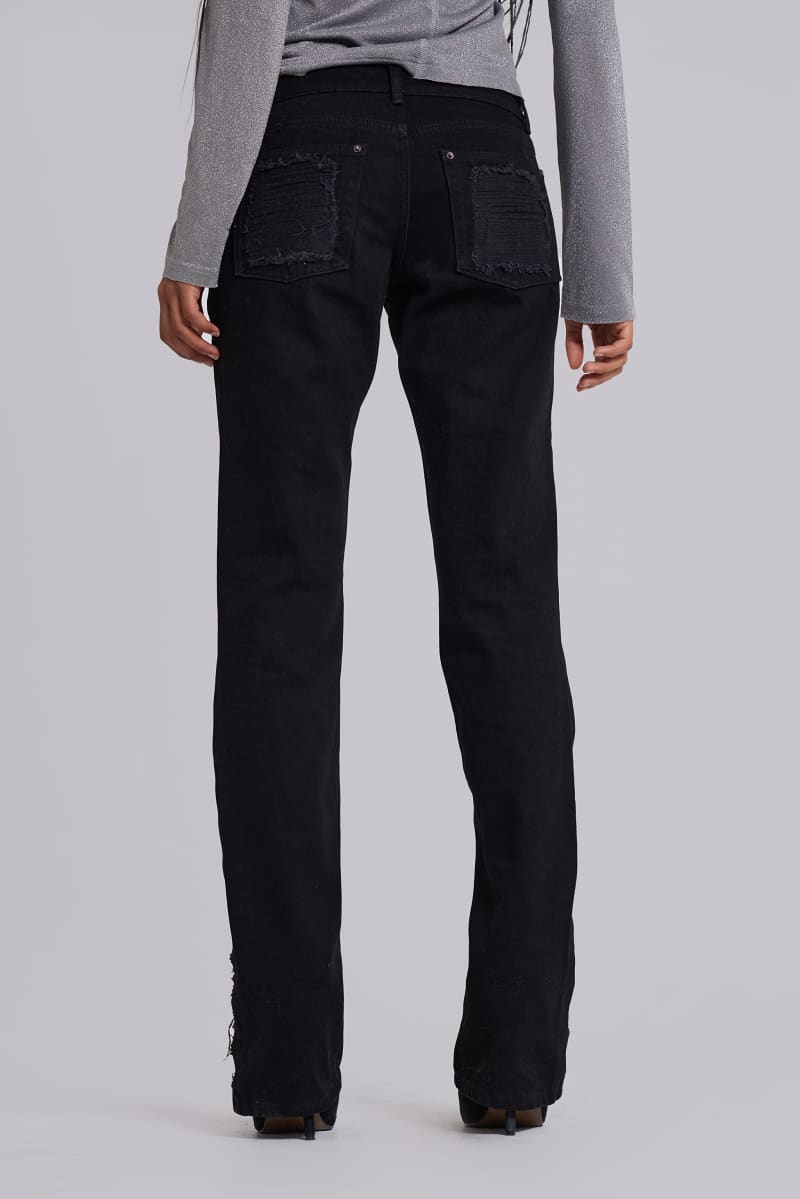 Jaded London Zain Shredded Bootcut Jeans In Black Black