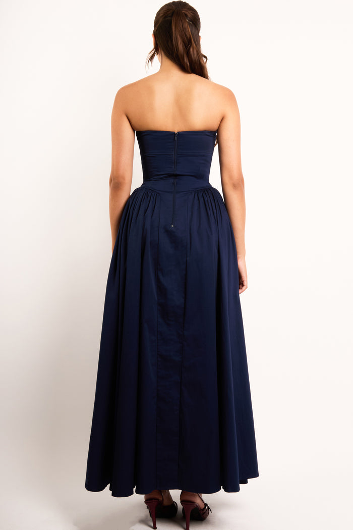 Jaded Rose Edith Bandeau Corset Maxi Dress In Navy Blue
