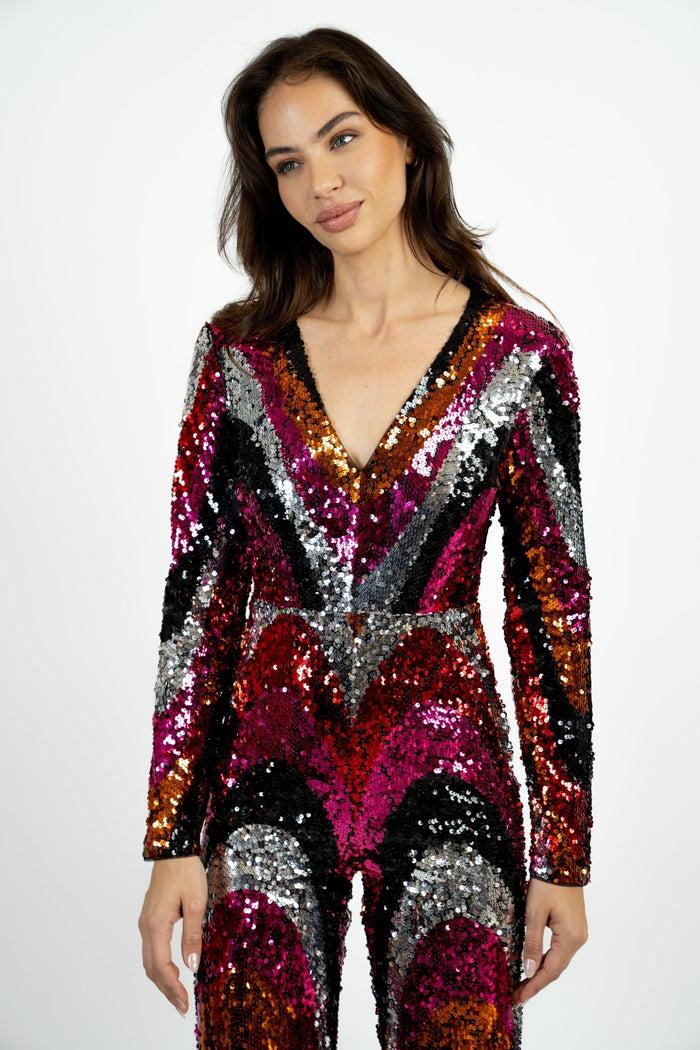 Jaded Rose Bethany Multi Colour Sequin Jumpsuit