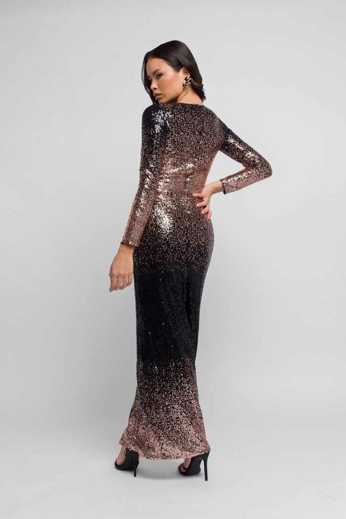 Jaded Rose Cecena Long Sleeve Ombre Maxi Dress