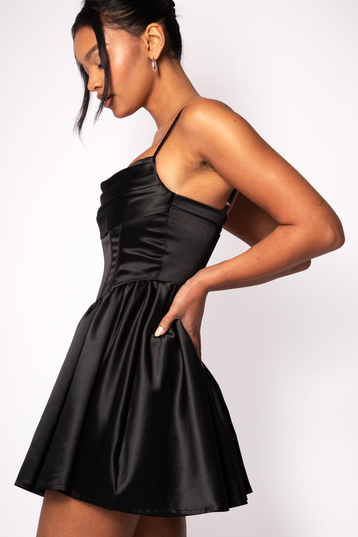 Jaded Rose Dora Black Cowl Neck Mini Corset Dress