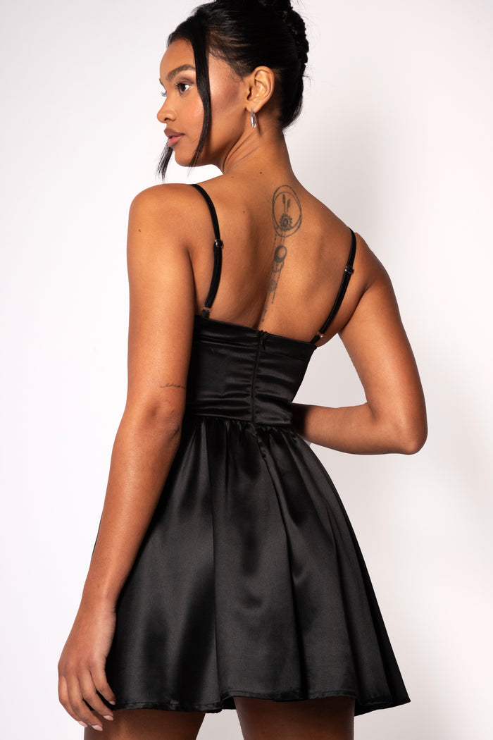 jaded rose Dora Black Cowl Neck Mini Corset Dress