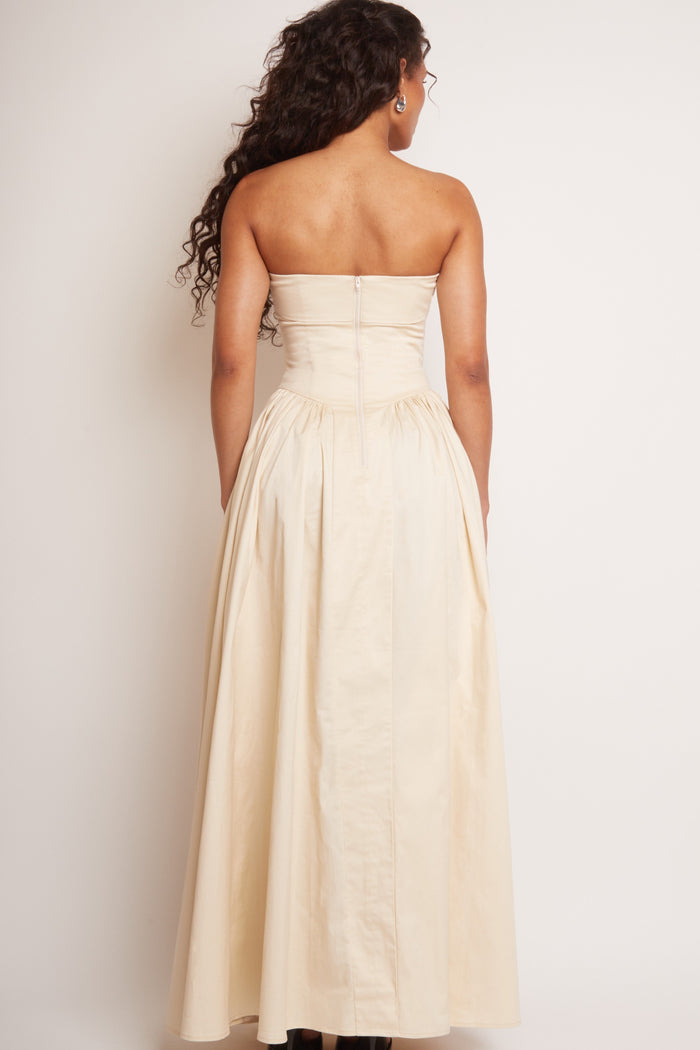 Jaded Rose Edith Bandeau Corset Maxi Dress In Fawn