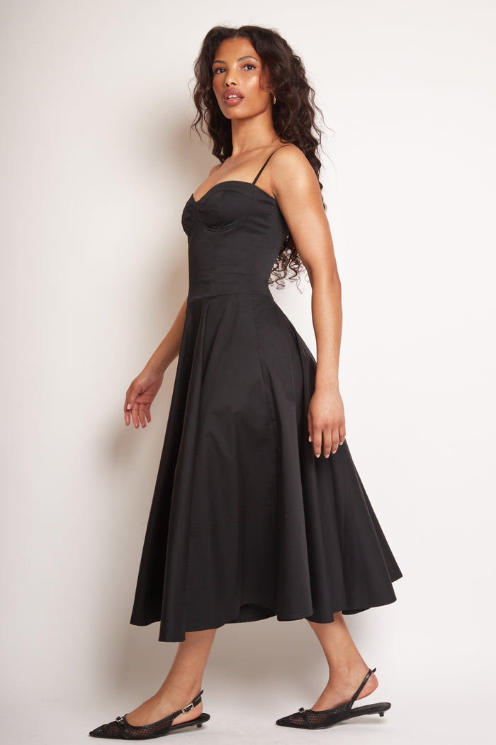 Jaded Rose Jade Black Corset Midi Dress