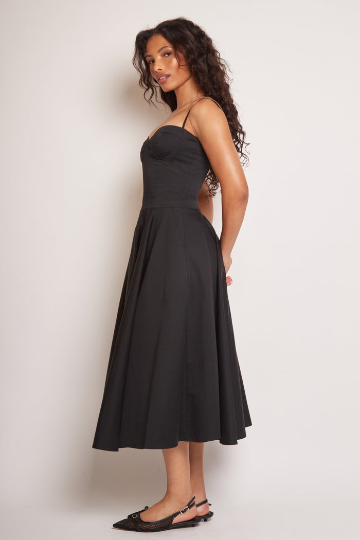 Jaded Rose Jade Black Corset Midi Dress