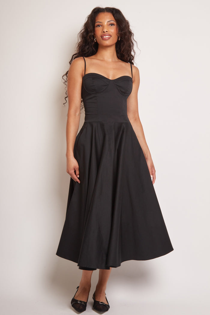 jaded rose Jade Black Corset Midi Dress