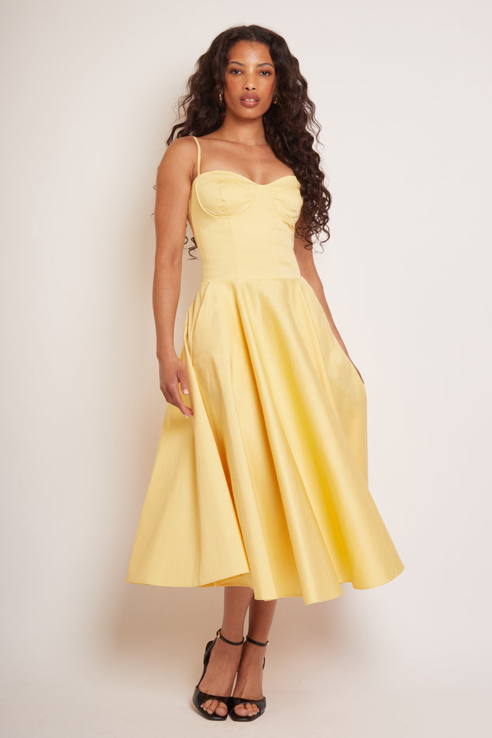 Jaded Rose Jade Lemon Corset Midi Sundress