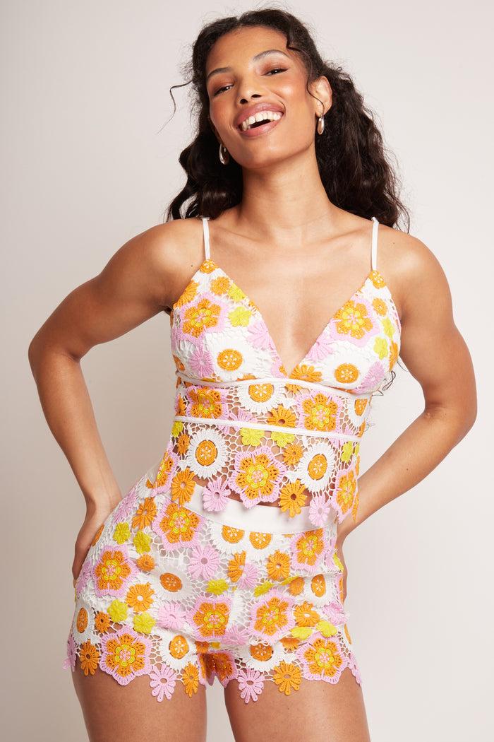 Jaded Rose Joya Tropic Crochet Cami Crop Top