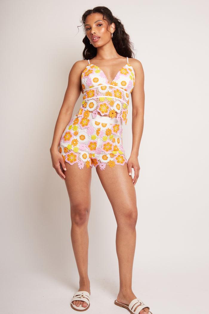 Jaded Rose Joya Tropic Crochet Cami Crop Top