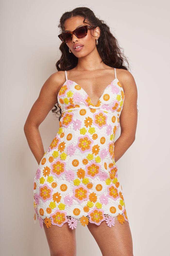 Jaded Rose Joya Tropic Crochet Mini Dress