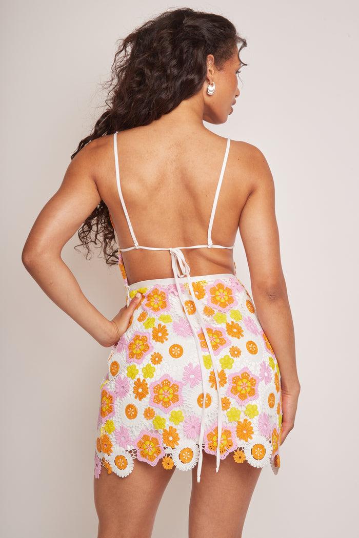 jaded rose Joya Tropic Crochet Mini Dress