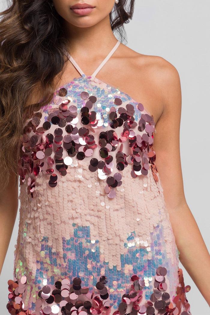 jaded rose Kiska Mini Dress in Multi Pastel Sequin