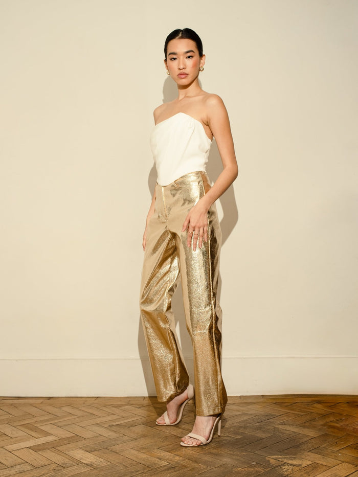 Jaded Rose MiMi Metallic Trousers Fashion Fit Gold