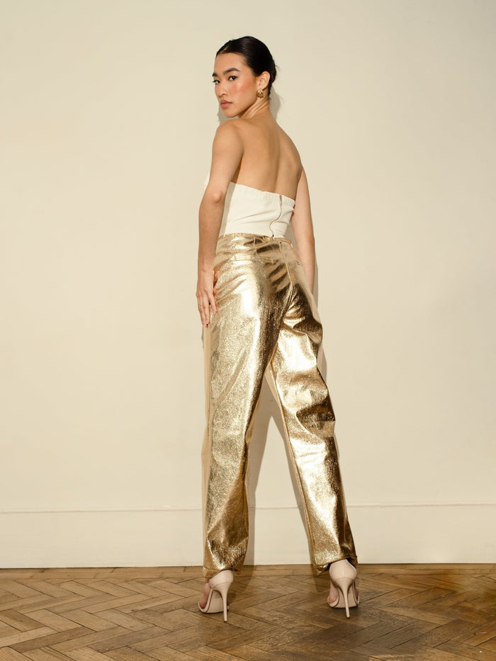 Jaded Rose MiMi Metallic Trousers Fashion Fit Gold