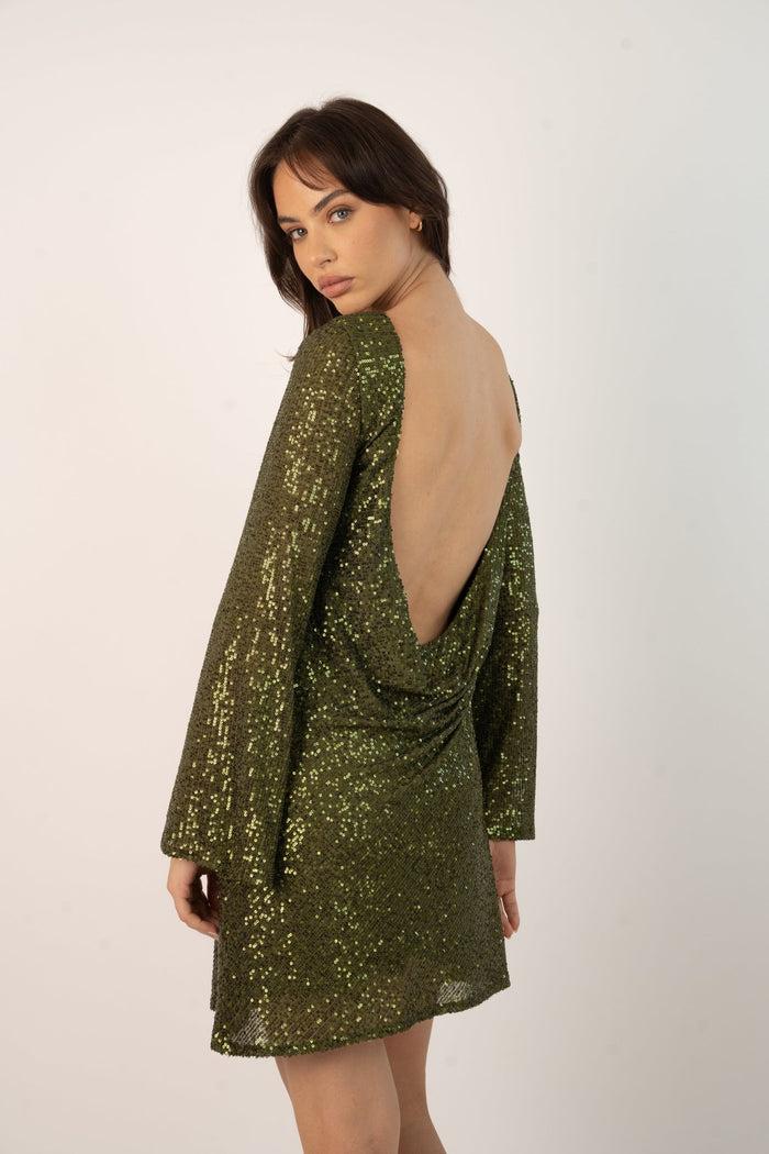 Jaded Rose Paris Sequin Mini Dress In Olive Green