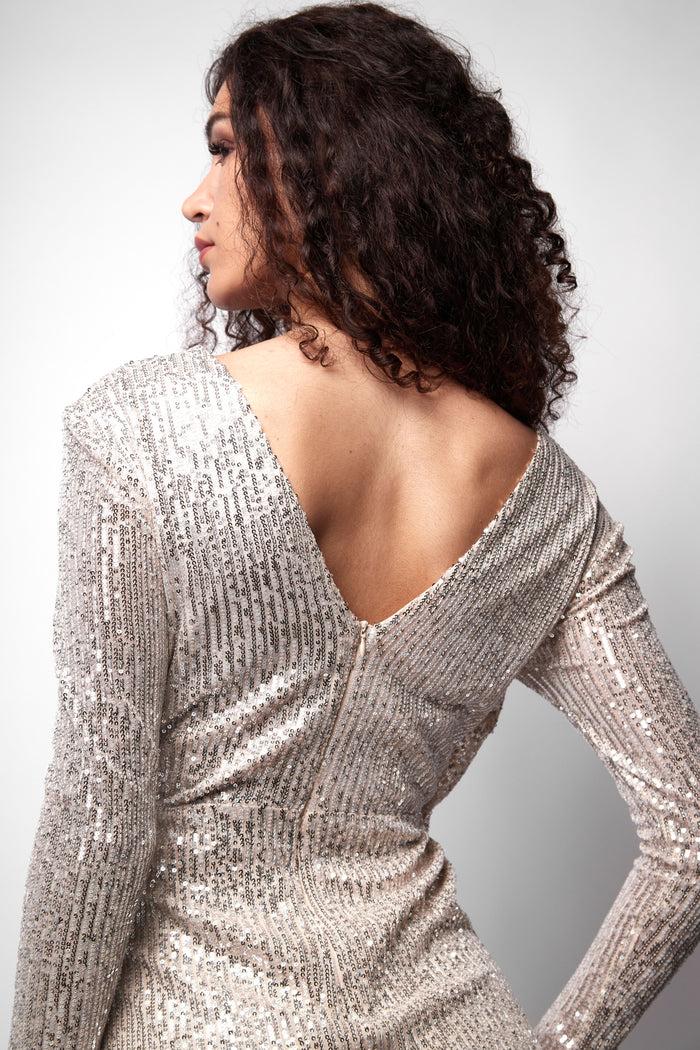 Jaded Rose Simmi Champagne Sequin Mini Wrap Dress