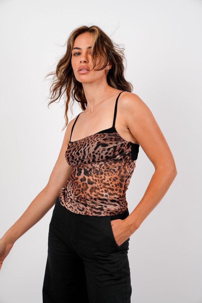 Jaded Rose Will Leopard Mesh Cami Top