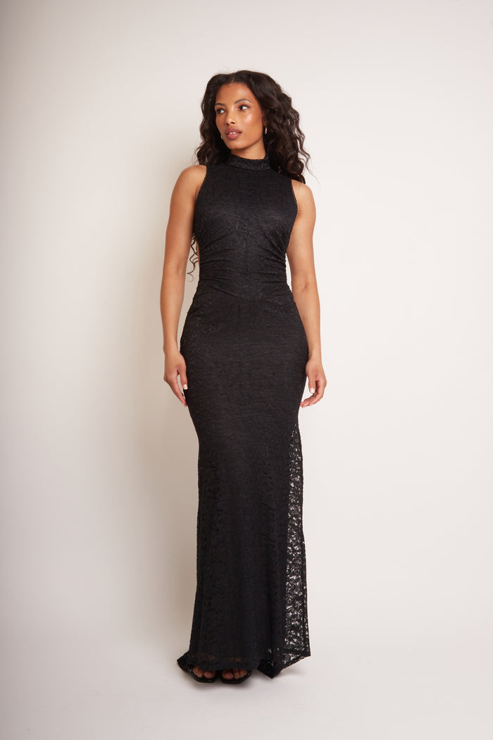 Jaded Rose Jaia Black Lace High Neck Backless Maxi Dress