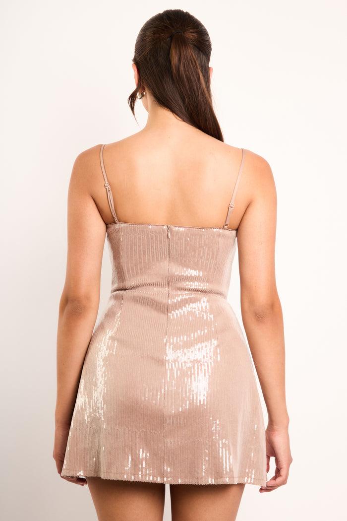 jaded Rose Jil Nude Liquid Sequin Bustier Mini Dress