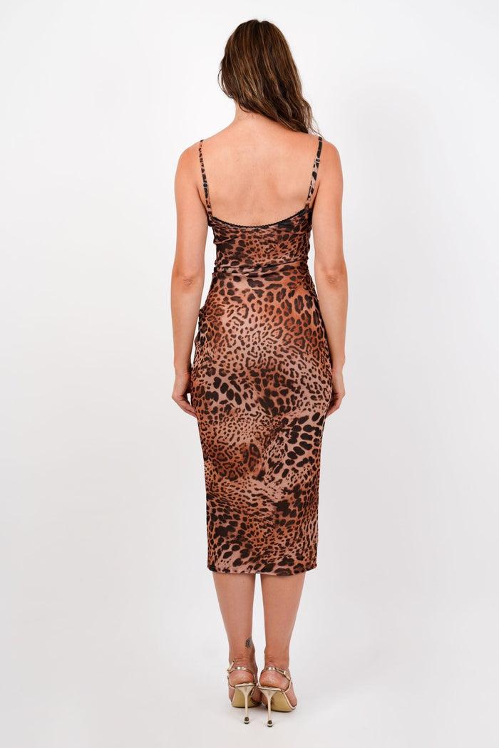 Jaded Rose Kalia Leopard Midaxi Dress With Twist Cinch
